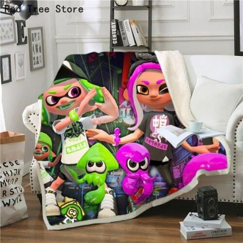 Cartoon Game Series Splatoon Digital Print Blanket All Season Use Blankets on Bedding Sofa Car Home Textiles Dreamlike Cover
