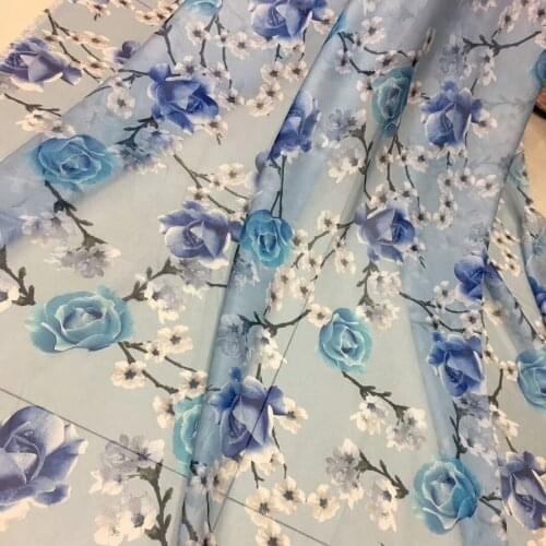 Chiffon Rose Fbric Silky 30D Thin Scarf Dress Material DIY Sewing Floral Poly Chiffon