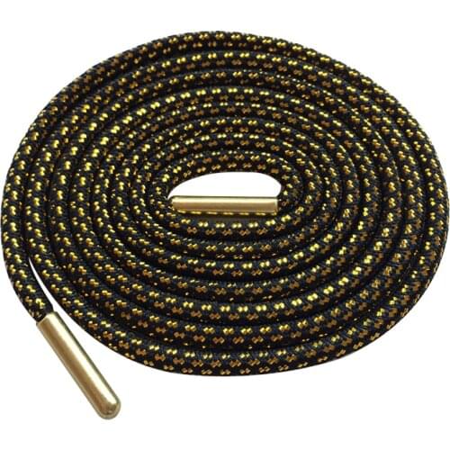 Weiou Cross Grain Black Gold Shoe Laces Sports Speckled Glitter Strings Round Novelty Dress Shoelaces Stretch For Boots Sneakers