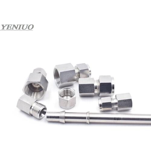 304 SS Stainless Steel Pipe Connector 6-12mm Pipe OD to 1/8" 1/4" 3/8" 1/2" Female Thread Double Ferrule Tube Fittings