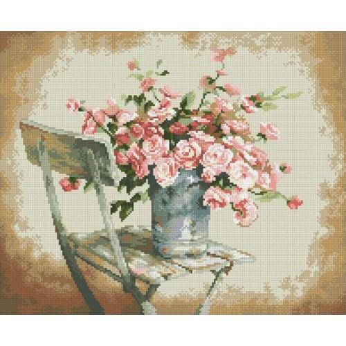Chair Flowerpot Rose Flower Diamond Painting Round Full Drill Nouveaute DIY Mosaic Embroidery 5D Cross Stitch Floral Picture