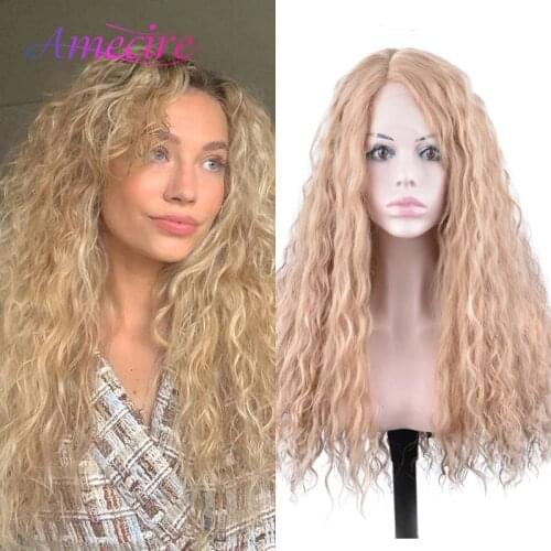 Blond Long Wigs Body Wave Synthetic Side Part Lace Front Wigs Body Wave Wig For Black Women Heat Resistant Fiber