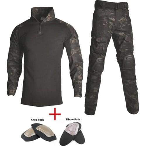 Tactical Hunting Ghillie Suit Military Army Combat Training Uniform Mens Camouflage Clothing Shirt + Pants with Elbow Knee Pads