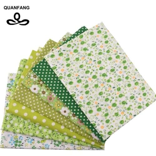 Thin Cotton Fabric Fat Quarters Tilda Quilting Cloth Scrapbooking Patchwork Fabrics Of 7 Mix Designs Green Color BC 50*50cm