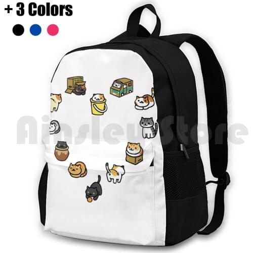 Neko Atsume-Heart Outdoor Hiking Backpack Waterproof Camping Travel Heart Neko Atsume Japan Japanese Cute Cat Cats Kitty