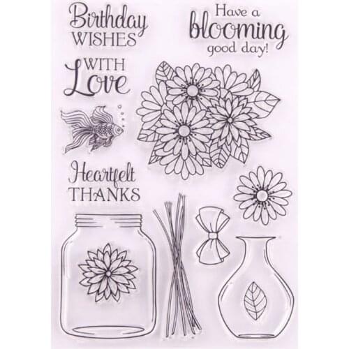 Flower Vase Silicone Clear Seal Stamp DIY Scrapbooking Emboss Photo Album Card