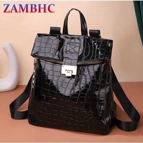 ZAMBHC Women's Patent Leather Backpacks