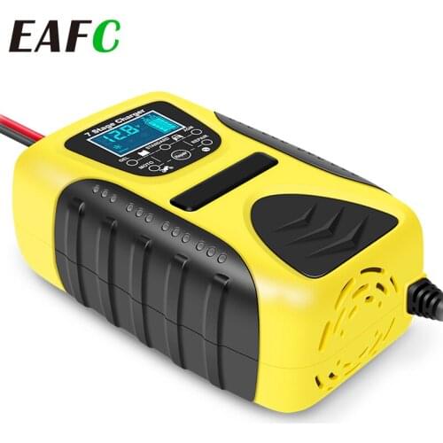 12V 7A Car Battery Charger Fast Charging Comprehensive safety protection Smart Battery Chargers With Backlit LCD screen for Car