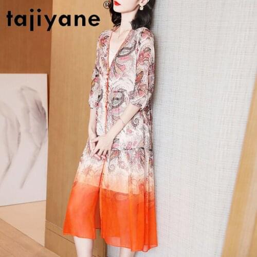 Silk Real 100% Dresses for Women Long Dress Womens Clothing Summer Dresses Genuine Silk Korean Style Vestidos TN2580