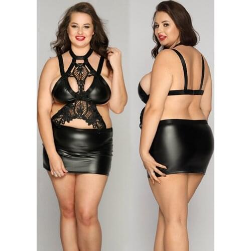 JSY Porn Womens Plus Size Clothing Sexy Dress Babydoll Lingerie Femme Hot Erotic Latex Apparel Costumes For Sex Black Nightwear