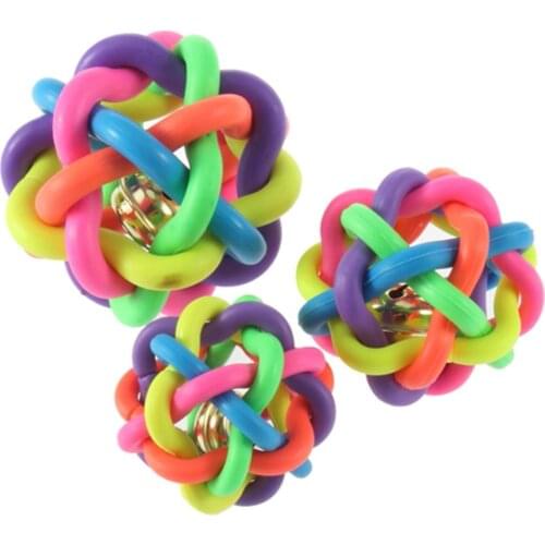 1pcs Pet Dog Cat Toy Colorful Rubber Round Ball with Small Bell Toy Hot Worldwide