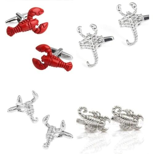 10pairs/lot Wild Scorpion Cufflinks Copper Painting Red Lobster Cuff Links Mens Jewelry Accessory Wholesale