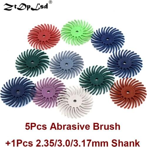 5Pcs Detail Abrasive Brush Grit 80-2500 Power Wood Carving Accessories +1Pc Shank For Dremel Rotary Tool Mixed Coarse Disc Suit