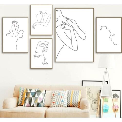 Abstract Sketch Line Wall Art Posters Figure Body Nordic Simple White Canvas Printings Modern Painting Decorations For Home