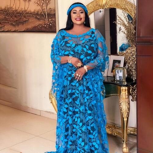 Plus Size Boubou African Lace Dresses For Women 2021 Ankara Robe Longue Kaftan Moroccan Maxi Dress Dubai Muslim Hijab Abaya Gown