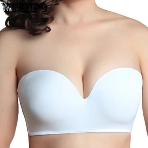 Strapless Bras Plus Size Push Up Bra C D Cup Thin Invisible Gathered Sexy Bralette Underwear Woman Push Up Bras Plus Size D Bra