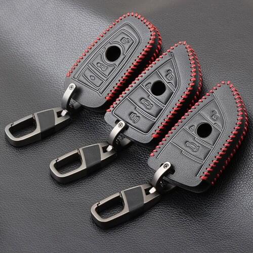 Car Key Case Cover Genuine Leather For BMW X1 X3 X5 X6 Series 1 2 5 7 F15 F16 E53 E70 E39 F10 F30 G30 Car key Fob Shell Protecor