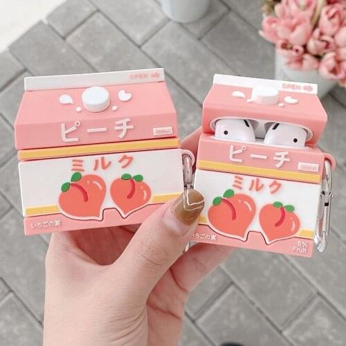 Peach Drink Case for Airpods 1 2 Cartoon Cute for Apple Airpods Pro Case Wireless Earphone Cover Chaging Box Cute