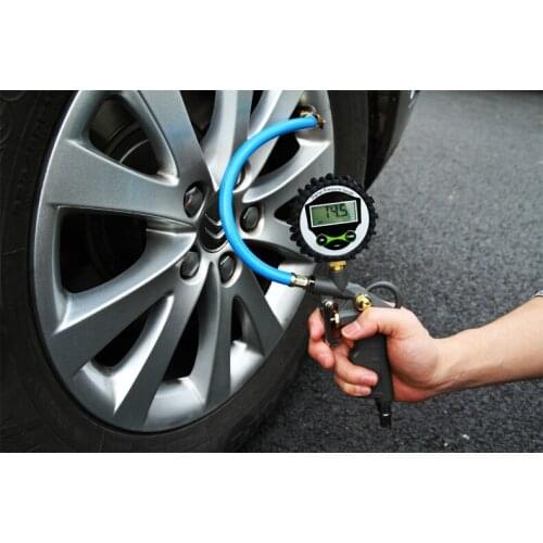 Digital tire pressure gauge tyre pressure monitor with tire exhaustion outgassing valve and air entrainment valve