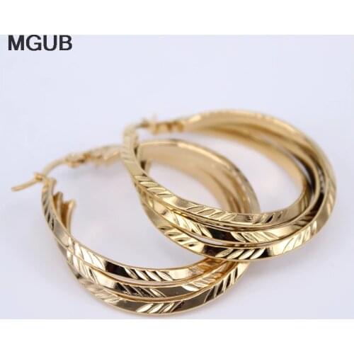 Nine styles Stainless steel Simple New Exquisite Hoop Earring Gold Color Rock Punk Round Earring For Women Jewelry LH771