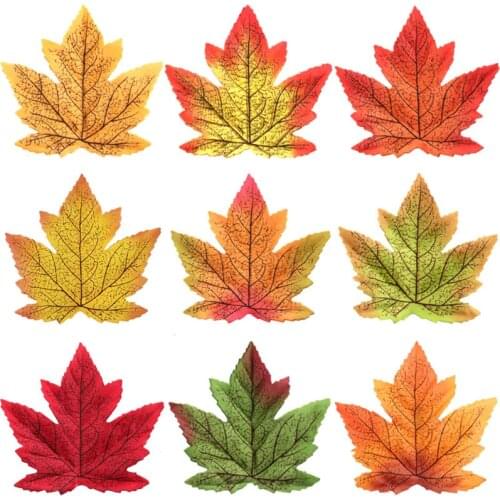 50pcs/pack 10cm Autumn Leaves Artificial Plants Maple Leafs Silk Tree Foliage Fake Plants for Home Wedding Party Harvest Decor