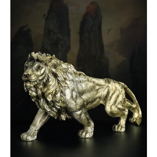 Creative Wild Animal Resin Male Lion Statue Decoration Figurines Ornament Sculpture Crafts Home Jewelry Ornament Gift