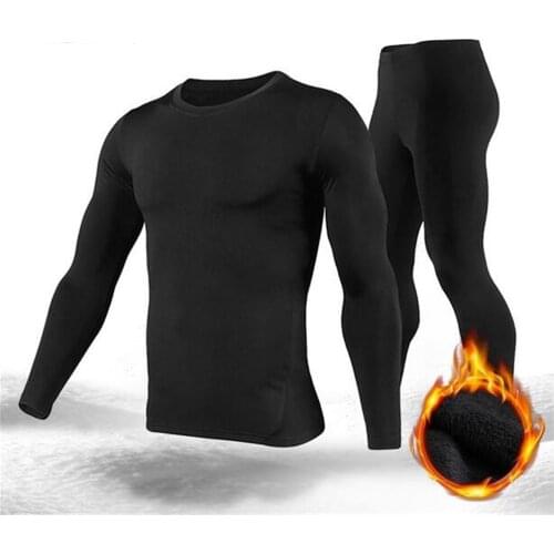 Fashion Mens Fleece Lined Thermal Underwear Set Motorcycle Skiing Base Layer Winter Warm Long Johns Shirts & Tops Bottom Suit