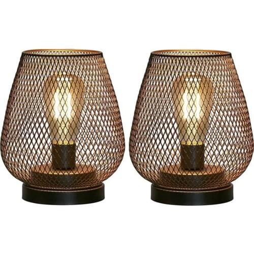 Metal Cage Table Lamp , Accent Cordless Lamp With LED Bulb Bedside Battery Lamps For Weddings Garden(Egg Shape)