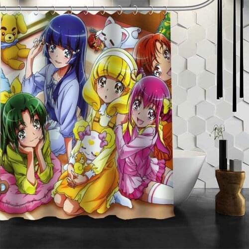 New Custom Smile Precure! Girl Shower Curtains Polyester Bathroom Waterproof Bath Curtain Size 150X180cm165X200cm180X200cm