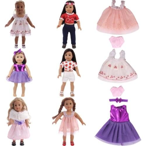Doll Clothes Short Sleeves And A Halter Dresses For 18 Inch&43 Cm Dolls&New Born Baby Generation Girls Birthday Gifts