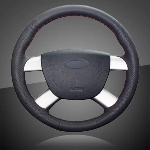 Hand Stitched Artificial Leather Car Braid On The Steering Wheel Cover for Ford Focus 2 2005-201 Kuga 2008-2011 C-MAX 2007-2010