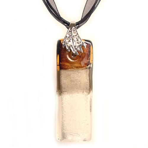 RED SNAKE Murano Glass Rectangular Strip Brown Color Pendant Necklace