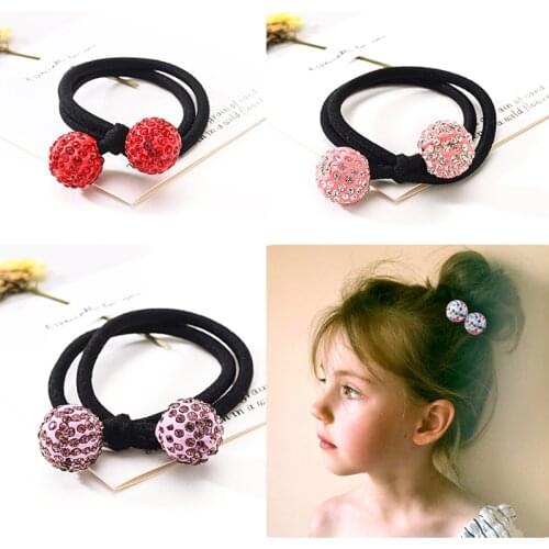 Women Hair Accessories High Quality Rhinestone Dots Elastic Hair Bands Ball Headbands Round Rubber Band Ponytail Gum for Hair