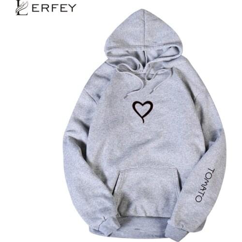 Plus Size Women Hoodies Harajuku Heart Print Pocket Warm Autumn Winter Pullovers Hip Hop Loose Solid Female Sweatshirts 3XL