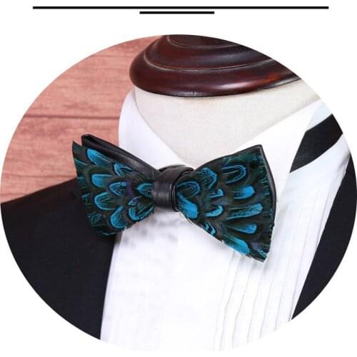 Luxury Bow Tie Natural Feather Bird Night Club Wedding Groom Male Married Feather Collar Flower Bowties