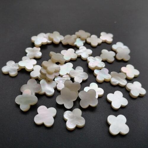150pcs/lot 10mm Natural Clover Mother of Pearl Shell for DIY Jewelry Double Flat Clover Flower Cut MOP Pearl shell