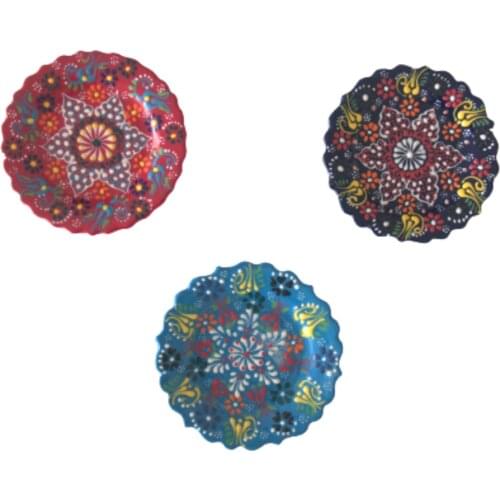 Turkish Handmade Plate Tableware 3 PCS Decoration Material Restaurant Supplies Traditional Anatolian Food Art Home Decoration