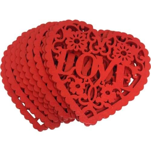 Wedding Party Decoration Crafts DIY Ornaments - Red Wooden Hearts With Ropes