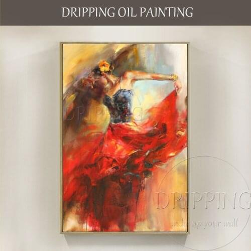 High Quality Wall Decor Artist Hand-painted Impressionist Spain Dance Flamenco Oil Painting on Canvas Vivid Dancer Painting