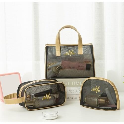 Net Yarn Women Cosmetic Bag Makeup Wash Portable Storage Bag Outdoor Girls Waterproof Female Dressing Make Up Organizer Cases