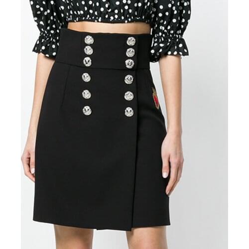 Fashion Runway 2021 luxury Designer sexy Skirt Womens metal lion Buttons slim package hip Mini Skirt high-waist A-line skirt