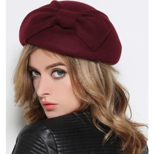 New Autumn Winter Wool Fedoras Hat Women Retro British Vintage Bowknot Fedora Cap Ladies Korean Elegant Church Party Hats H6853