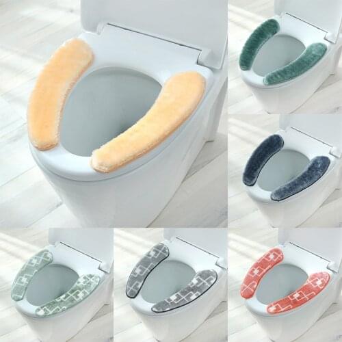 1 Pair 38x9cm Soft Comfortable Artificial Fiber Washable Bathroom Toilet Seat Cover Mat Lid Closestool Toilet Seat Bidet Covers