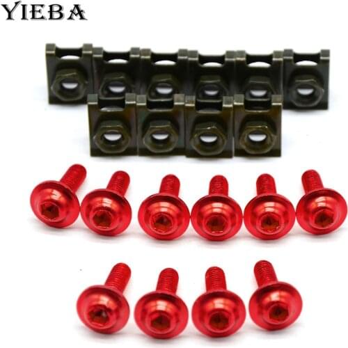 10pcs 6mm Motorcycle Body Fairing Bolts Spire Speed Fastener Clips Screw Spring Bolots Nuts FOR CBR 600 F2,F3,F4,F4i CBR900RR