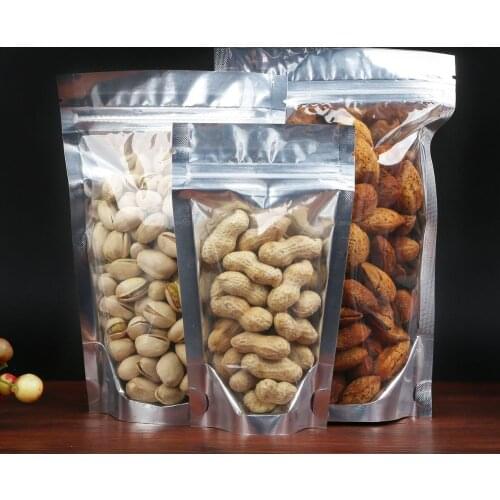 10 Pcs Clear Aluminum Foil Bag Self Seal Zipper Ziplock Packing Food Bag Retail Resealable Baking Packaging Bag Pouch