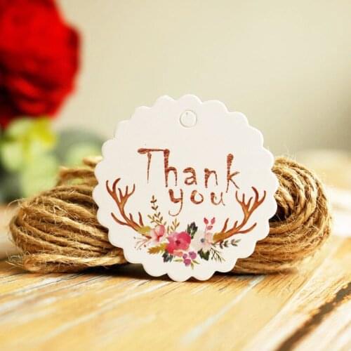 50sets Forest Style Thank you Floral Unicorn Paper Tags Party Wedding Gift Tag Box Bags Packaging Labels DIY Handmade Hang Tags