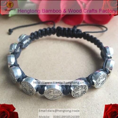 50pcs/pack metal alloy benedicted bead rosary bracelet,cathlolic bracelets,religious bracelet,rope bangle