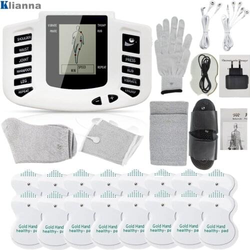 Klianna EMS Pulse Tens Acupuncture Therapy Electric Muscle Stimulator Full Body Massage with Kneepads Socks Gloves Health Care