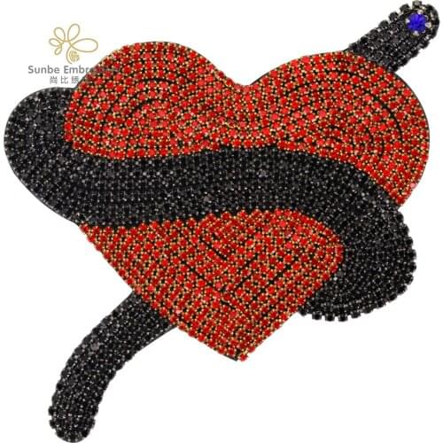 Beaded Crystal Snake Heart Patches Applique Sew on Badge Clothes Craft Sewing Accessories