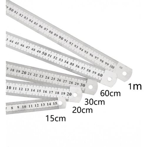 1PC 15cm/20cm/30cm/50cm Double Side Scale Stainless Steel Straight Ruler Measuring Tool School Office Supplies For Students